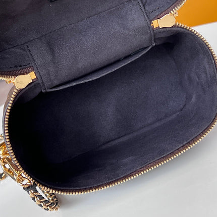 LV 25S VANITY 19 IN DARK BROWN MONOGRAM COATED CANVAS LEATHER TRIM BLACK