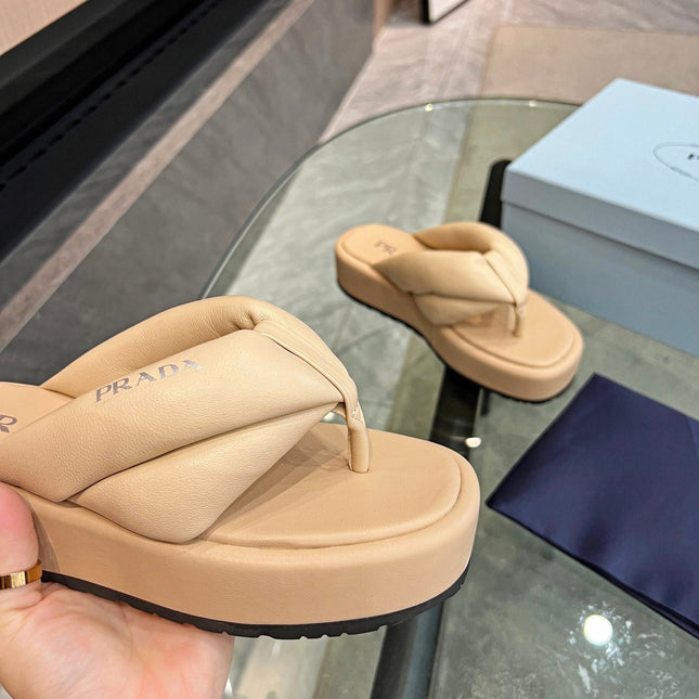 PRA THONG FLATFORM SANDALS TUSCAN LAMBSKIN