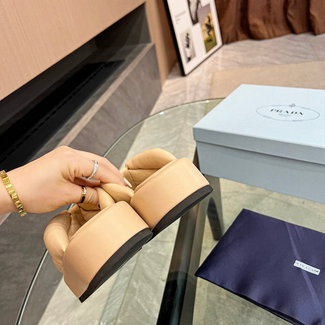 PRA THONG FLATFORM SANDALS TUSCAN LAMBSKIN