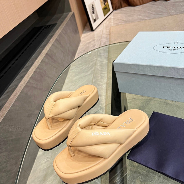 PRA THONG FLATFORM SANDALS TUSCAN LAMBSKIN