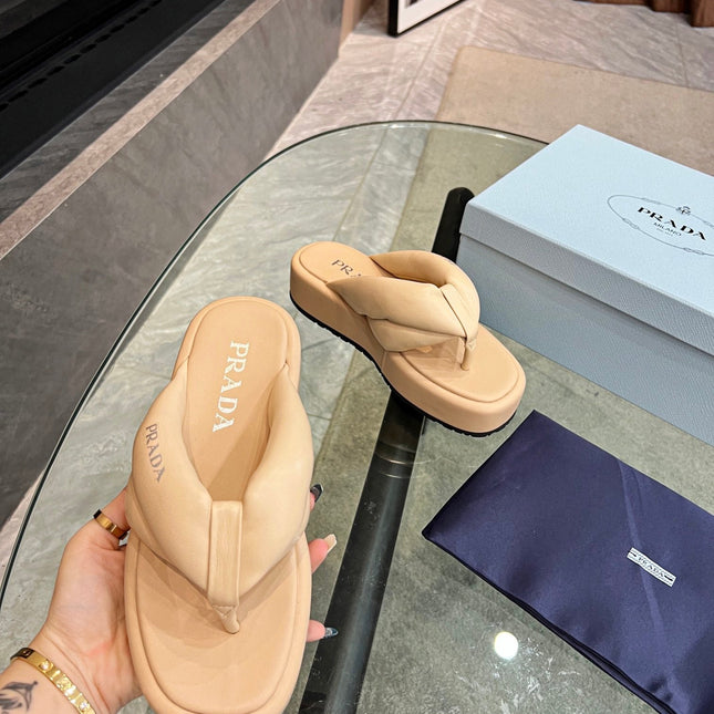 PRA THONG FLATFORM SANDALS TUSCAN LAMBSKIN