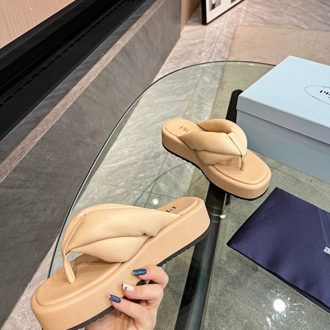 PRA THONG FLATFORM SANDALS TUSCAN LAMBSKIN