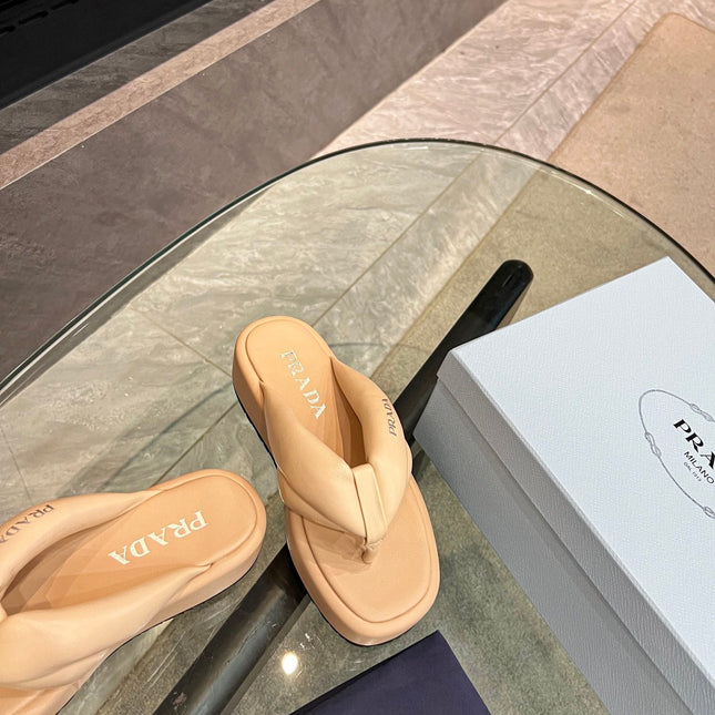 PRA THONG FLATFORM SANDALS TUSCAN LAMBSKIN