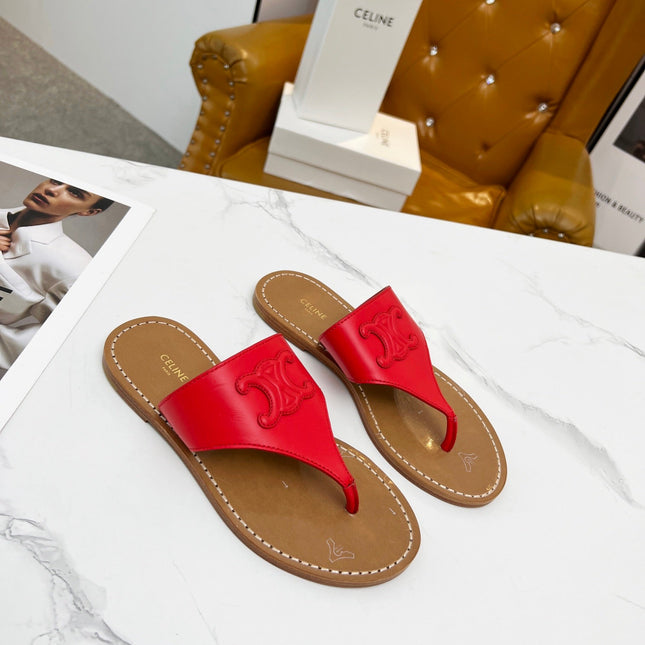 THONG MULE IN CHERRY RED CALFSKIN