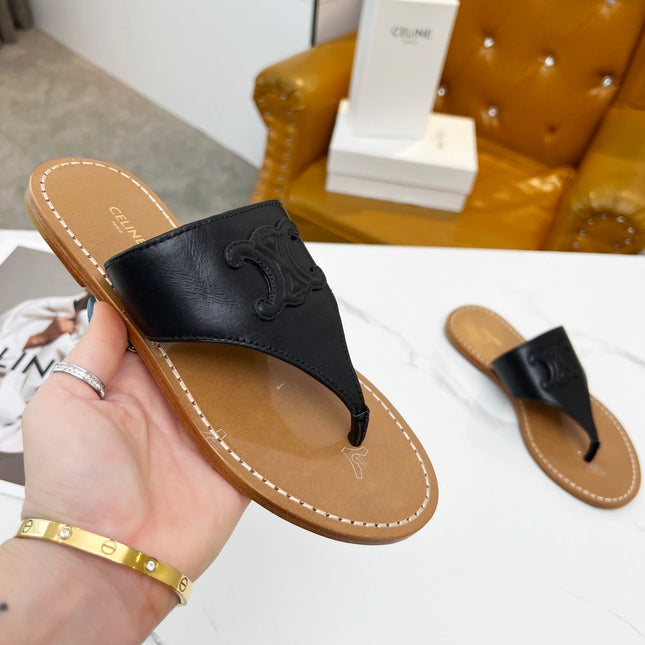 THONG MULE IN BLACK CALFSKIN