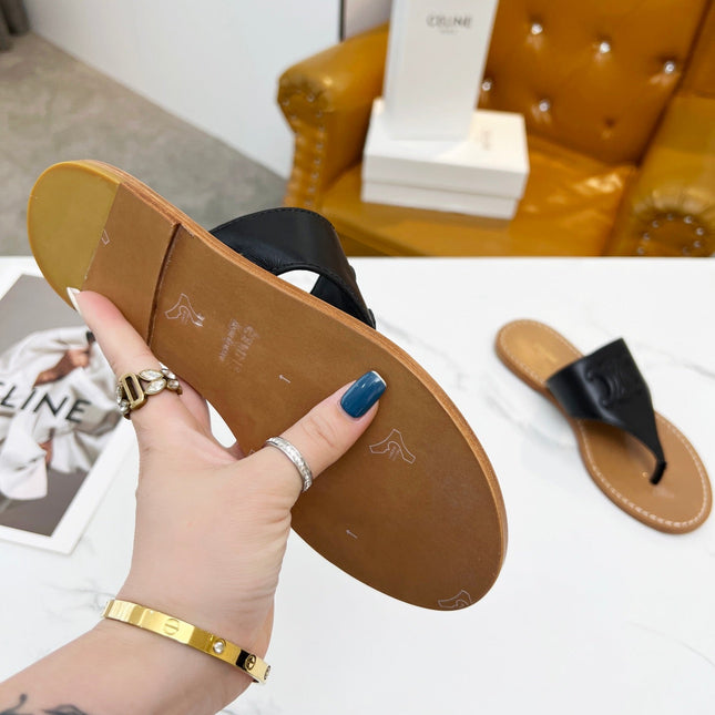 THONG MULE IN BLACK CALFSKIN