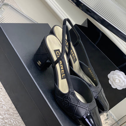 HIGH SLINGBACKS 65 BLACK CALFSKIN