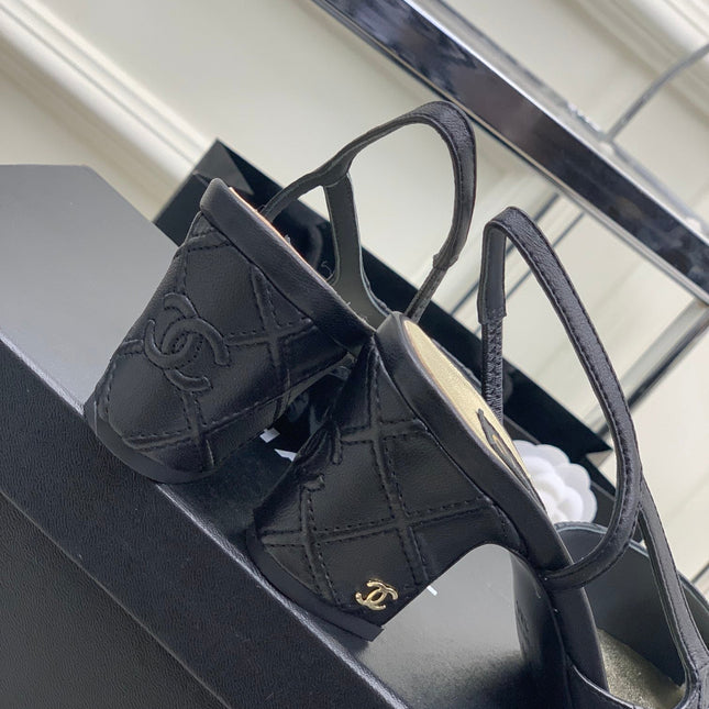 HIGH SLINGBACKS 65 BLACK CALFSKIN