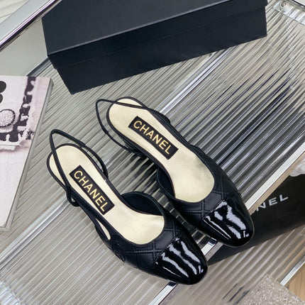 HIGH SLINGBACKS 65 BLACK CALFSKIN