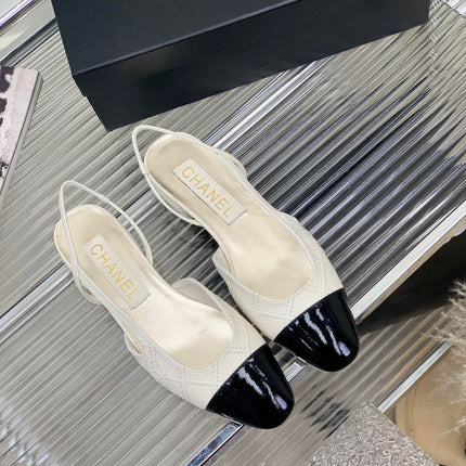 SLINGBACKS 20 WHITE MIX BLACK CALFSKIN