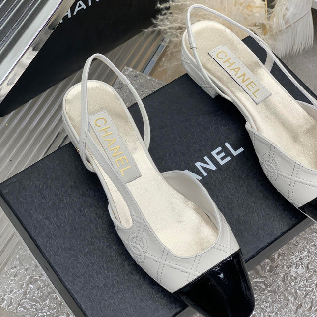 SLINGBACKS 20 WHITE MIX BLACK CALFSKIN