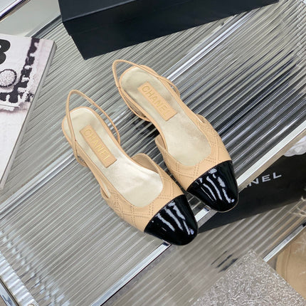 SLINGBACKS 20 BEIGE CREAM MIX BLACK CALFSKIN