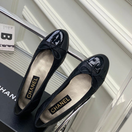 BALLET FLAT GLOSSY BLACK LAMBSKIN