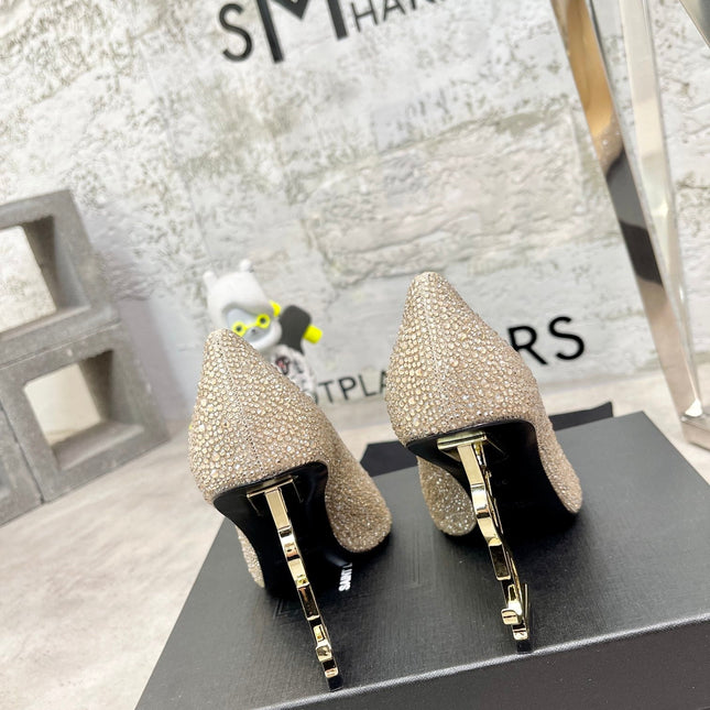 SL OPYUM BASIC HIGH HEEL GOLD CRYSTAL SATIN