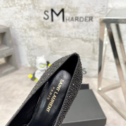 SL OPYUM BASIC HIGH HEEL BLACK CRYSTAL SATIN