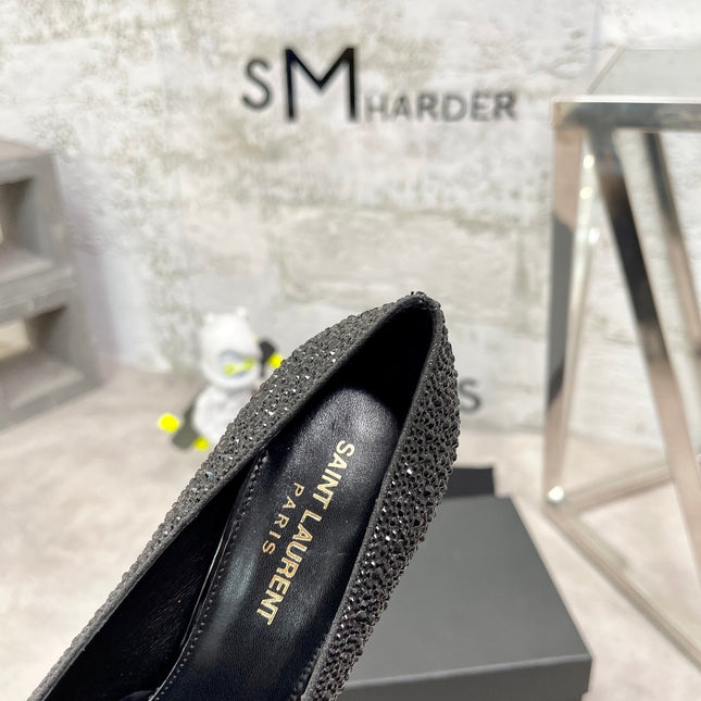 SL OPYUM BASIC HIGH HEEL BLACK CRYSTAL SATIN