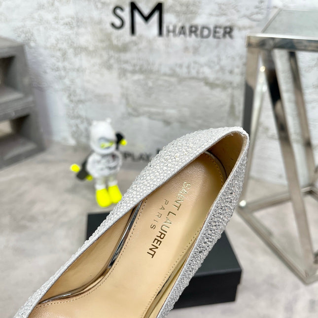 SL OPYUM BASIC HIGH HEEL SILVER CRYSTAL SATIN