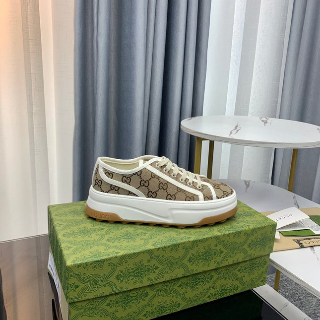 GG SNEAKER FLATFORM LIGHT BROWN CANVAS
