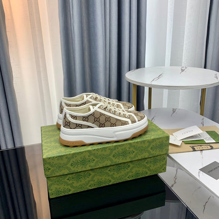 GG SNEAKER FLATFORM LIGHT BROWN CANVAS