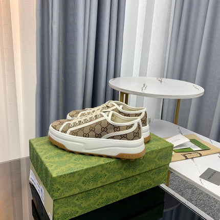 GG SNEAKER FLATFORM LIGHT BROWN CANVAS