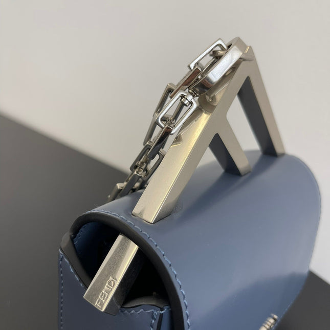 FENDI MINI FIRST SIGHT 13 BAG IN PIGEON BLUE CALFSKIN WITH SILVER HARDWARE