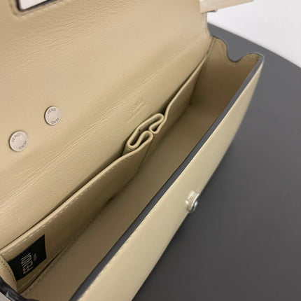 FENDI MINI FIRST SIGHT 23 BAG IN ECRU BROWN CALFSKIN WITH SILVER HARDWARE