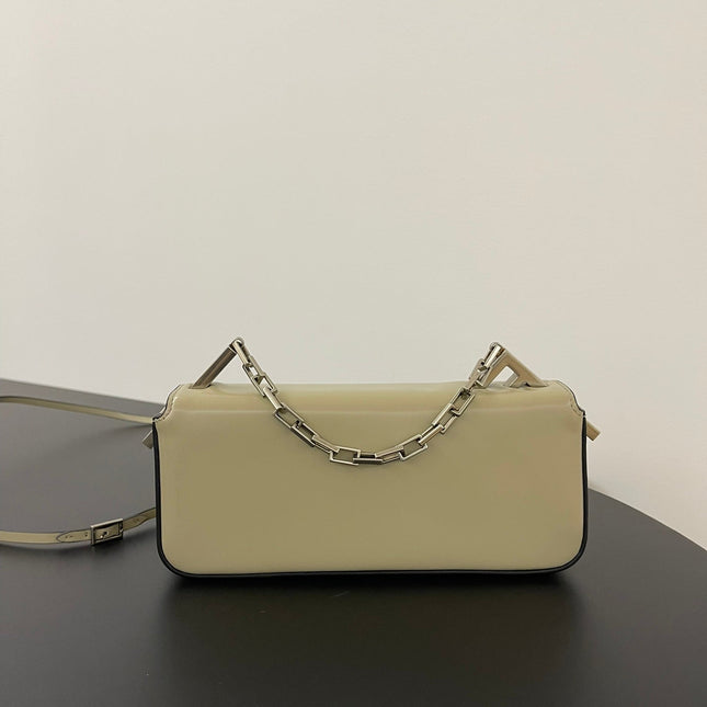 FENDI MINI FIRST SIGHT 23 BAG IN ECRU BROWN CALFSKIN WITH SILVER HARDWARE
