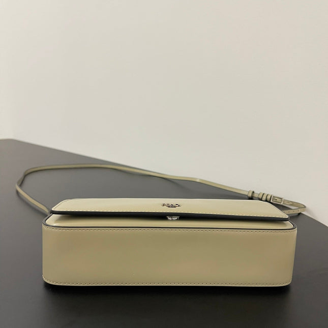 FENDI MINI FIRST SIGHT 23 BAG IN ECRU BROWN CALFSKIN WITH SILVER HARDWARE