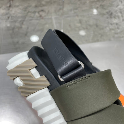 ELECTRIC SANDAL BLACK MIX DARK ARMY CALFSKIN