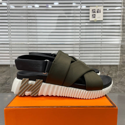 ELECTRIC SANDAL BLACK MIX DARK ARMY CALFSKIN