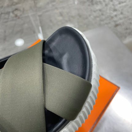 ELECTRIC SANDAL BLACK MIX DARK ARMY CALFSKIN