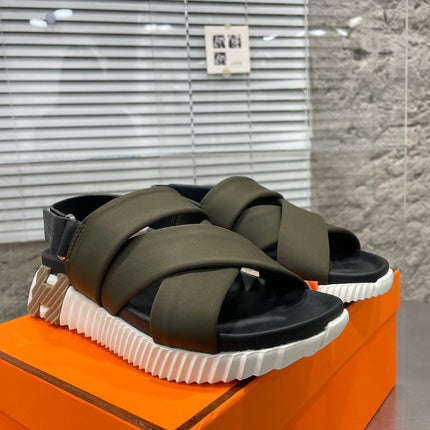 ELECTRIC SANDAL BLACK MIX DARK ARMY CALFSKIN