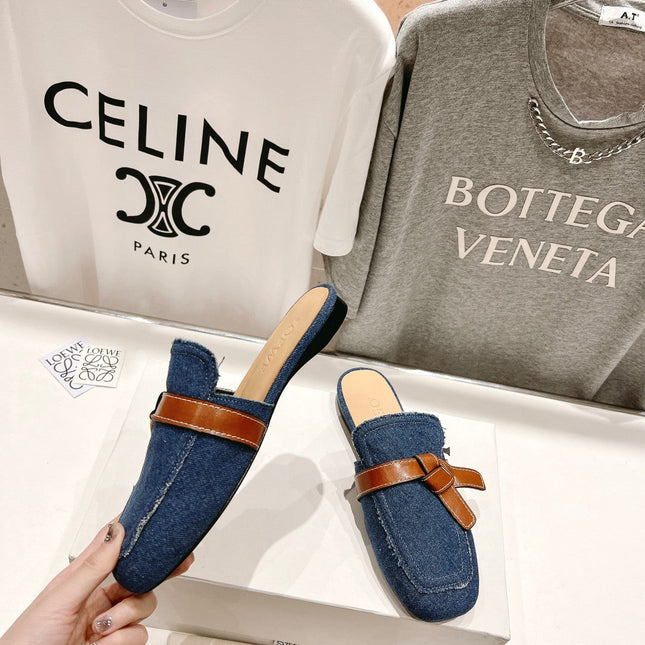 LW GATE BELTED MULE AEGEAN DENIM