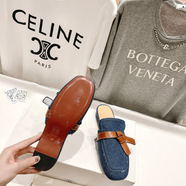 LW GATE BELTED MULE AEGEAN DENIM