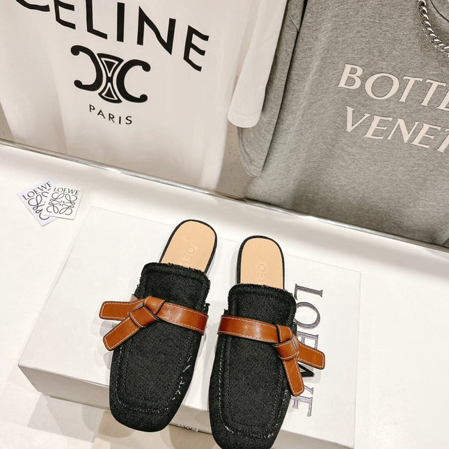 LW GATE BELTED MULE BLACK DENIM