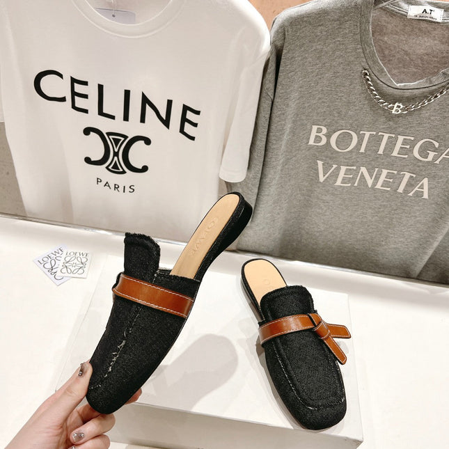 LW GATE BELTED MULE BLACK DENIM