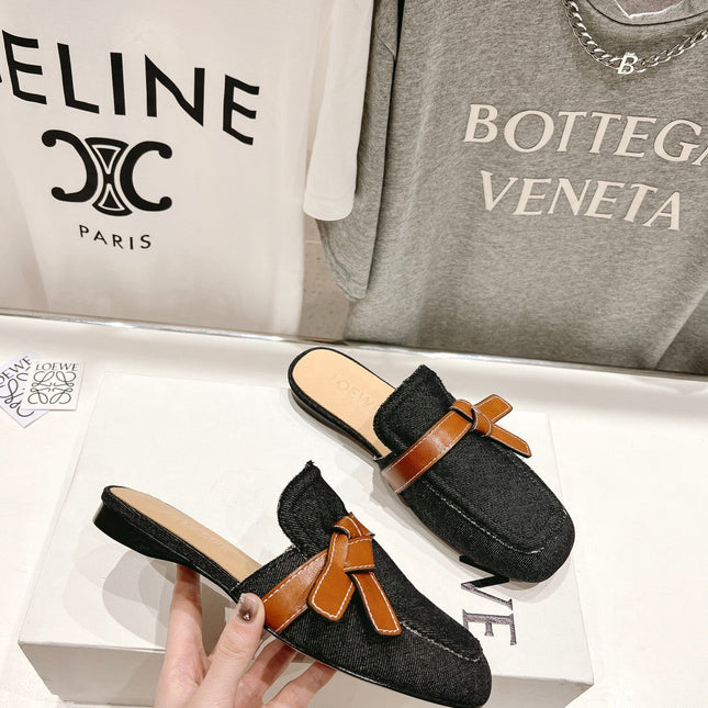 LW GATE BELTED MULE BLACK DENIM