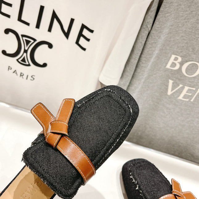 LW GATE BELTED MULE BLACK DENIM