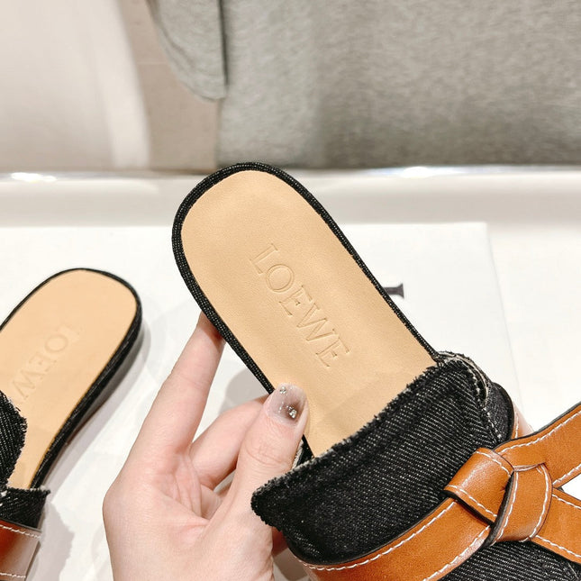 LW GATE BELTED MULE BLACK DENIM