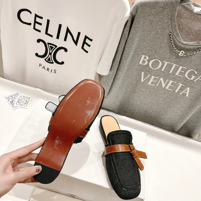 LW GATE BELTED MULE BLACK DENIM