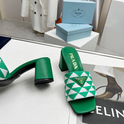 PRA EMBROIDERED SLIDES 65 GREEN FABRIC