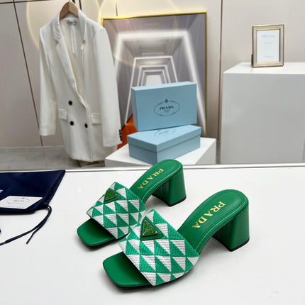 PRA EMBROIDERED SLIDES 65 GREEN FABRIC