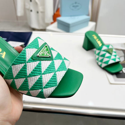 PRA EMBROIDERED SLIDES 65 GREEN FABRIC