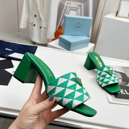 PRA EMBROIDERED SLIDES 65 GREEN FABRIC