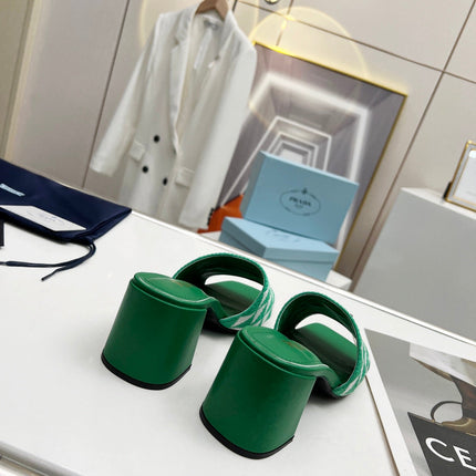 PRA EMBROIDERED SLIDES 65 GREEN FABRIC