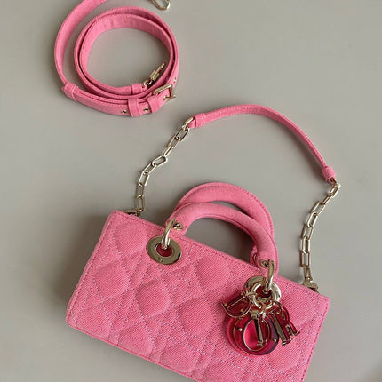 D-JOY BAG 22 IN HOT PINK MACROCANNAGE DENIM