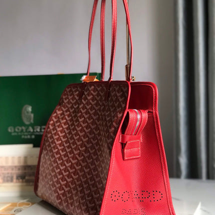 HARDY PM BAG 40 IN RED GOYARDINE CANVAS AND TAURILLON LEATHER TRIM