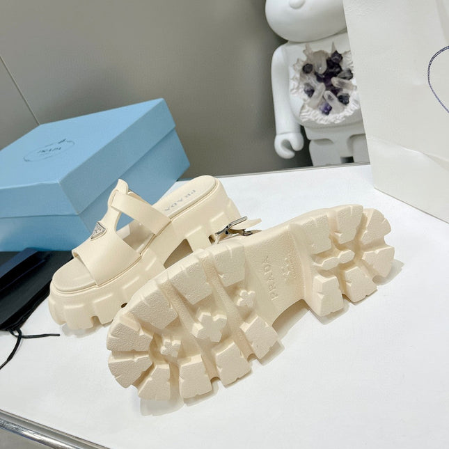 MONOLITH SLIPPER SANDALS IN BEIGE RUBBER