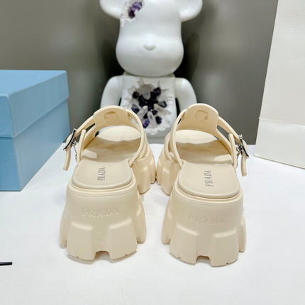 MONOLITH SLIPPER SANDALS IN BEIGE RUBBER