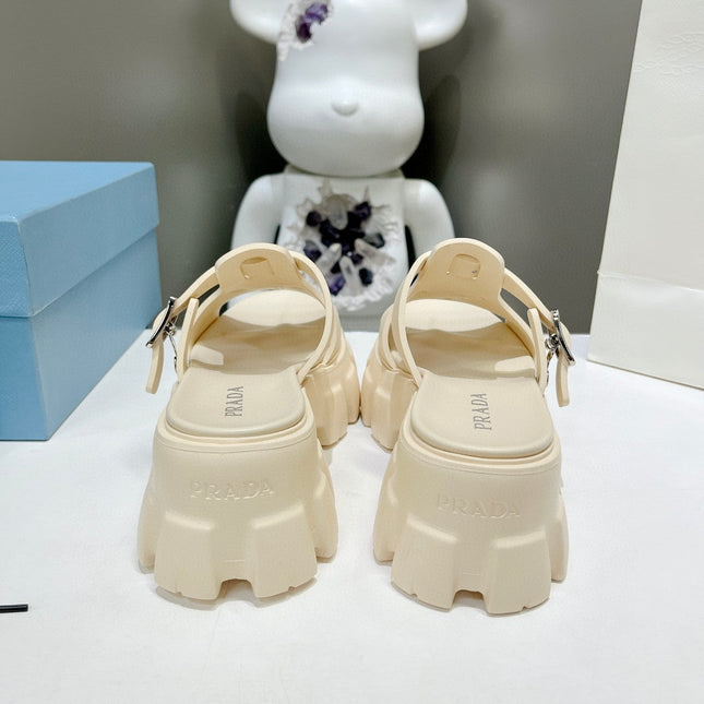 MONOLITH SLIPPER SANDALS IN BEIGE RUBBER